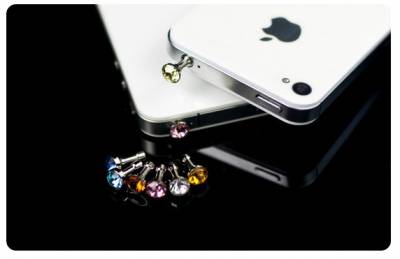 Free Small Diamond Rhinestone Dust Plug Earphone Plug For iPhone/iPad/Samsung
