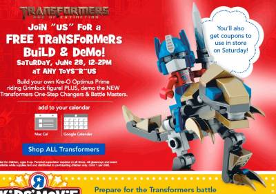 Free Transformers Build and Demo at Toys R Us