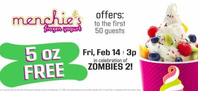 Free Yogurt at Menchie's Frozen Yogurt on Feb 14