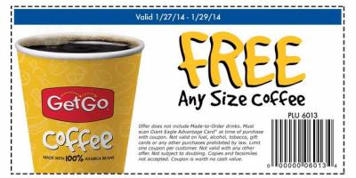 Giant Eagle: Any Size Cup of Coffee- Free