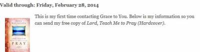 Grace to You: Free Hardcover Book-Lord, Teach Me to Pray
