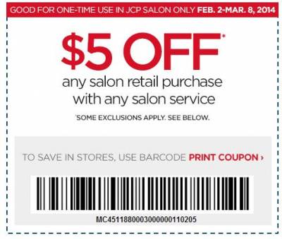 J.C. Penny Salon: Coupon $5 Off Any Salon Purchase With Any Salon Service