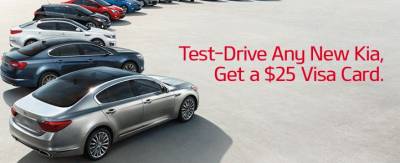 Kia: Test Drive Any Kia and Receive a $25 Visa Card