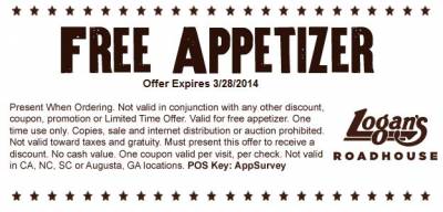Logan's Roadhouse Printable Coupon- FREE Appetizer