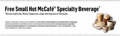 McDonald's Canada- Free McCafe Specialty Beverage