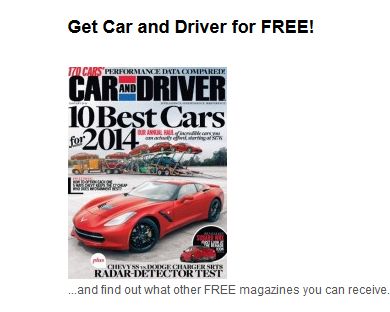 Mercury Magazines: Receive Car and Driver Magazine Free