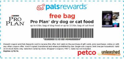 PetCo.com: PalsRewards, Free Bag Dog or Cat Food