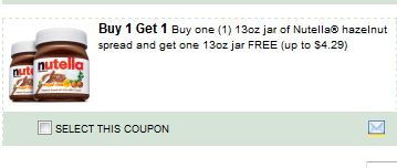 Printable Coupon: Buy One Get One Free Nutella
