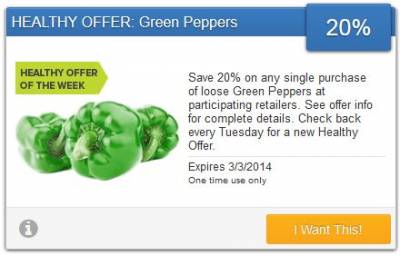 Printable Coupon: Save 20% on Any Single Purchase of Loose Green Peppers