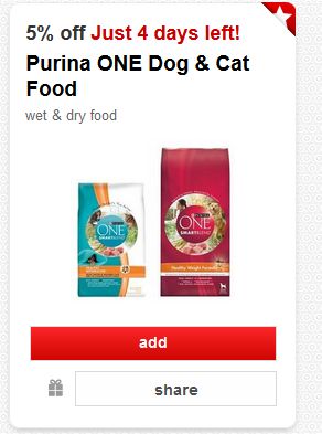 Purina One/Purina One Beyond 5% Off: Dog and Cat Food From Target