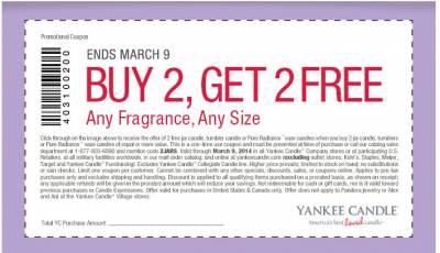 Rare Coupon! Yankee Candle-Buy 2, Get 2 Free- ENDS TODAY!