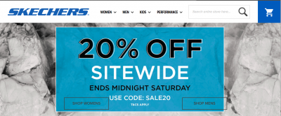 Skechers coupon code for 20 % off!