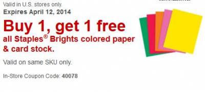 Staples Printable Coupons- Variety, In-Store, Online