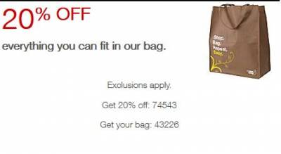 Staples: Receive 20% off Everything You Can Fit in Their Eco-Friendly Bag
