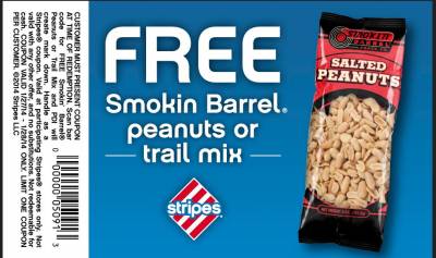 Stripes Stores: Free Smokin Barrel Peanuts or Trail Mix