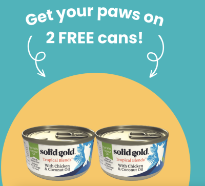 TWO FREE cans of wet cat food from Solid Gold Pet