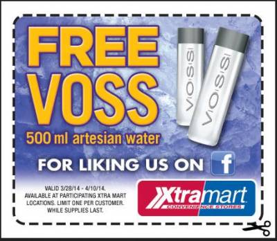 XtraMart: Printable Coupon FREE Voss Artesian Water!