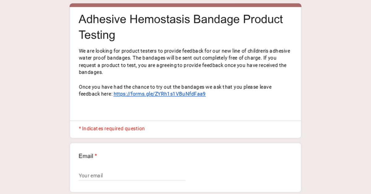 Adhesive Hemostasis Bandage Product Testing