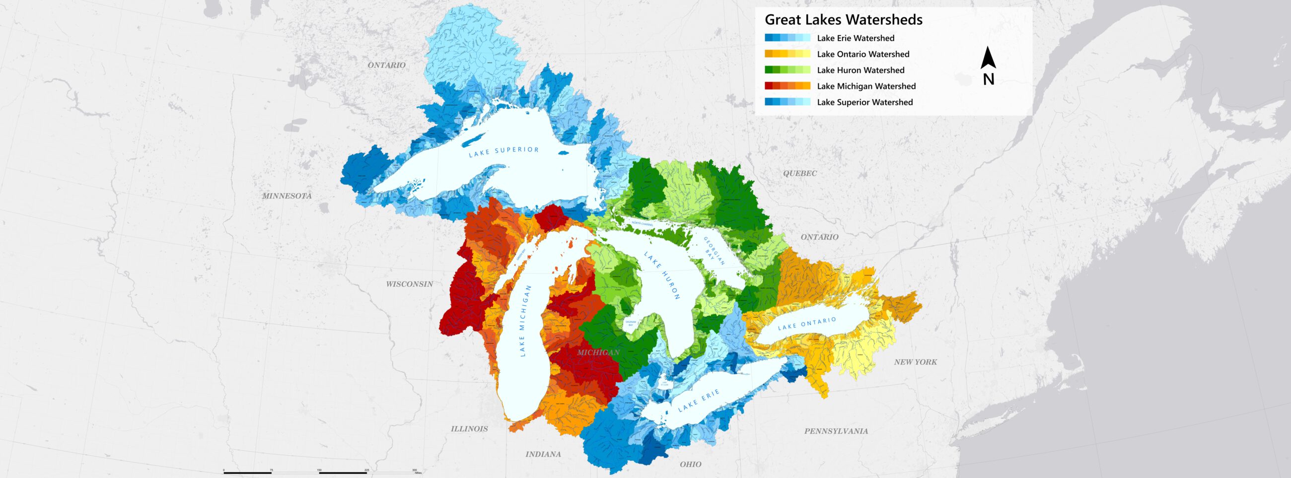 Free Great Lakes Watersheds Map