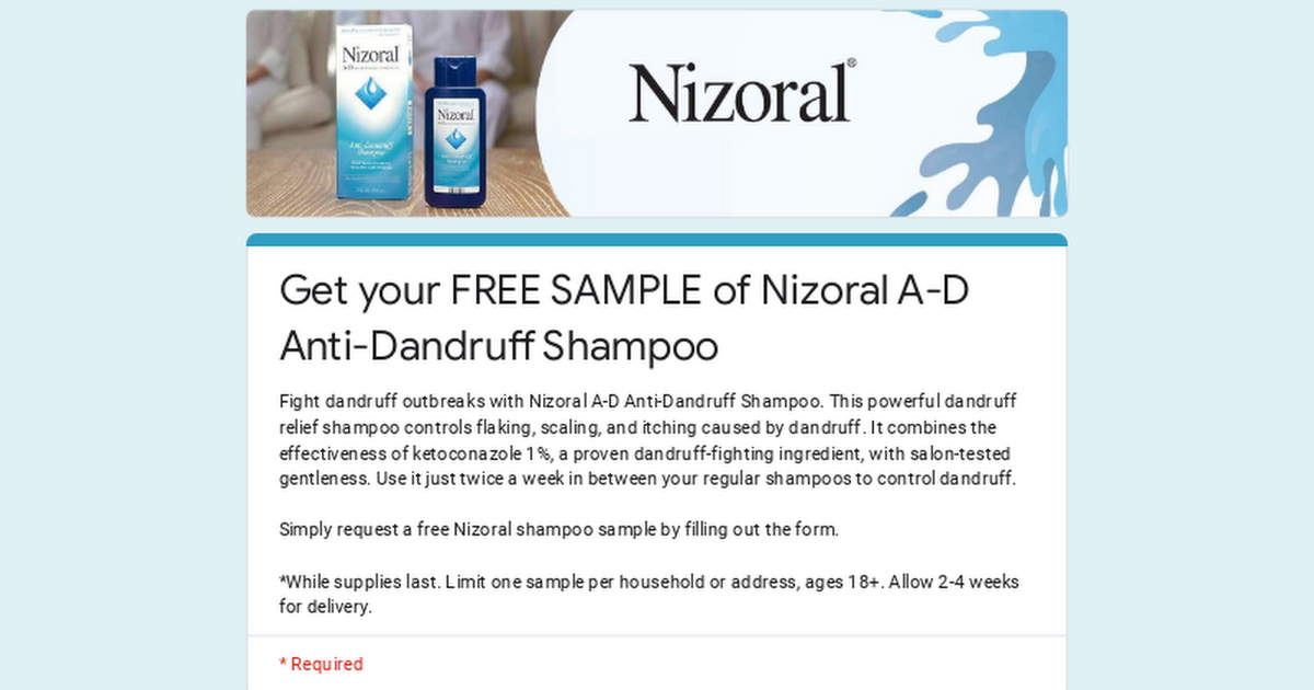 Free Nizoral Anti-Dandruff Shampoo Sample