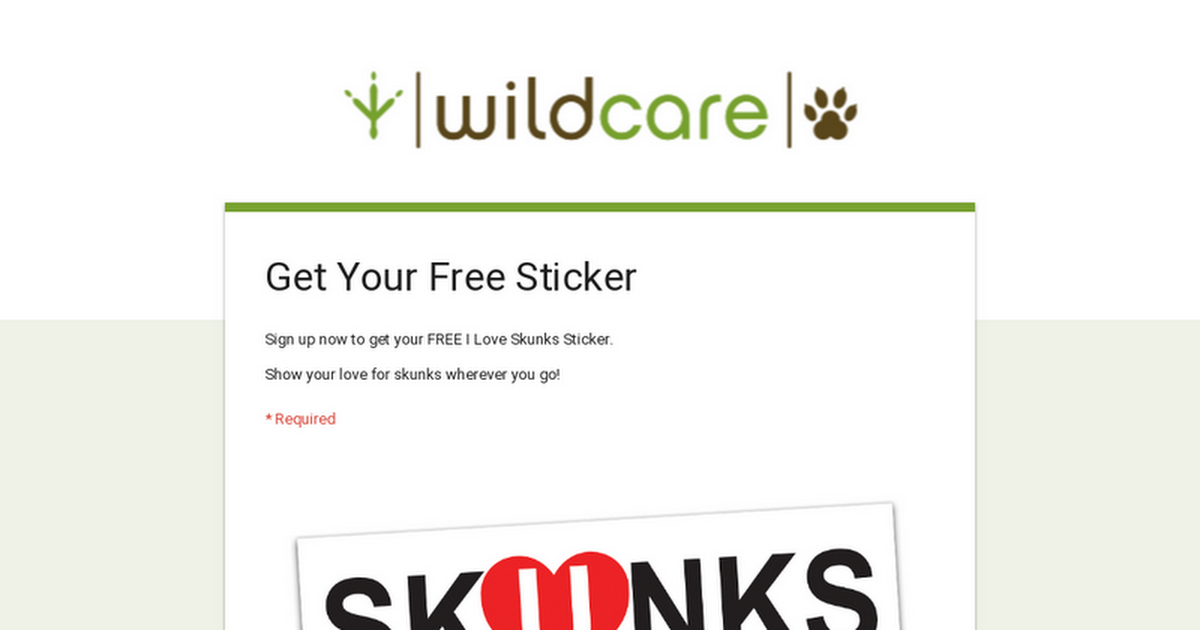 Free Sticker - I Love Skunks