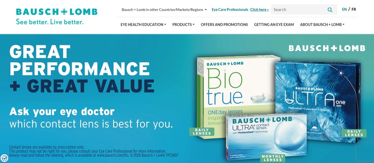 Free Trial of Bausch+Lomb contact lenses