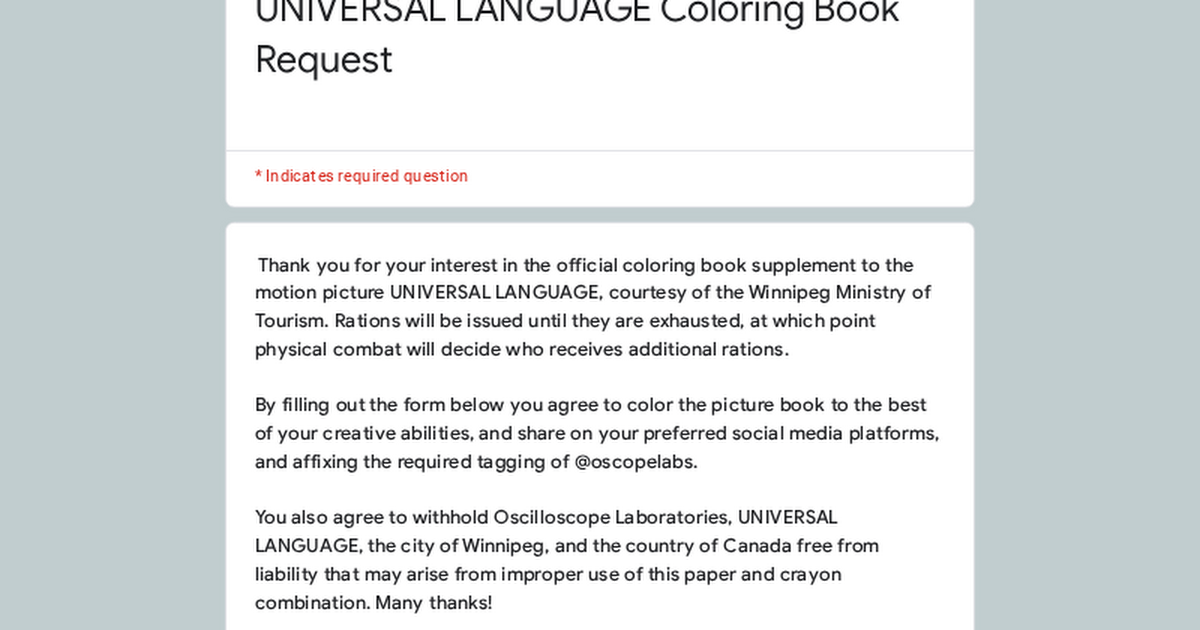 Free UNIVERSAL LANGUAGE Coloring Book Request